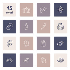 Hand Drawn School and Education Icon Set.