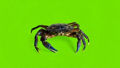 A Crab on a Green Background.