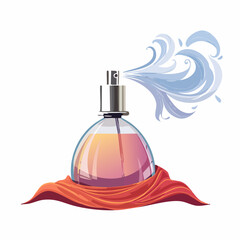 Elegancka butelka perfum rozpylająca zapach. Ilustracja wektorowa symbolizująca luksus i piękno.