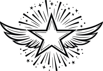 Bursting star with light rays, shining holiday celebration symbol