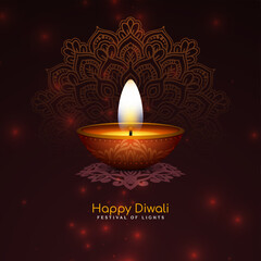 Happy Diwali Indian festival celebration card design with lamp