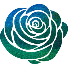 Illustration featuring a beautiful watercolor-patterned rose icon image
