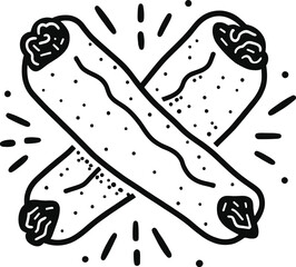 Rolled cookies with sprinkles, traditional holiday festive dessert drawing