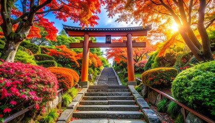 Autumn Japanese Garden Pathway.