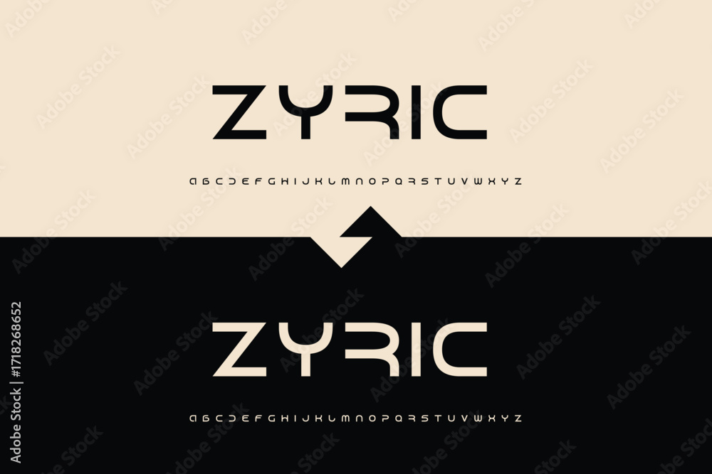 Poster modern zyric logo design with contrasting background and arrow