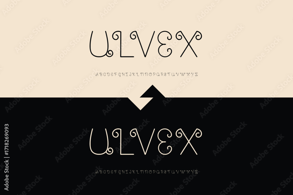 Poster elegant ulvex logo design with reflection on black background