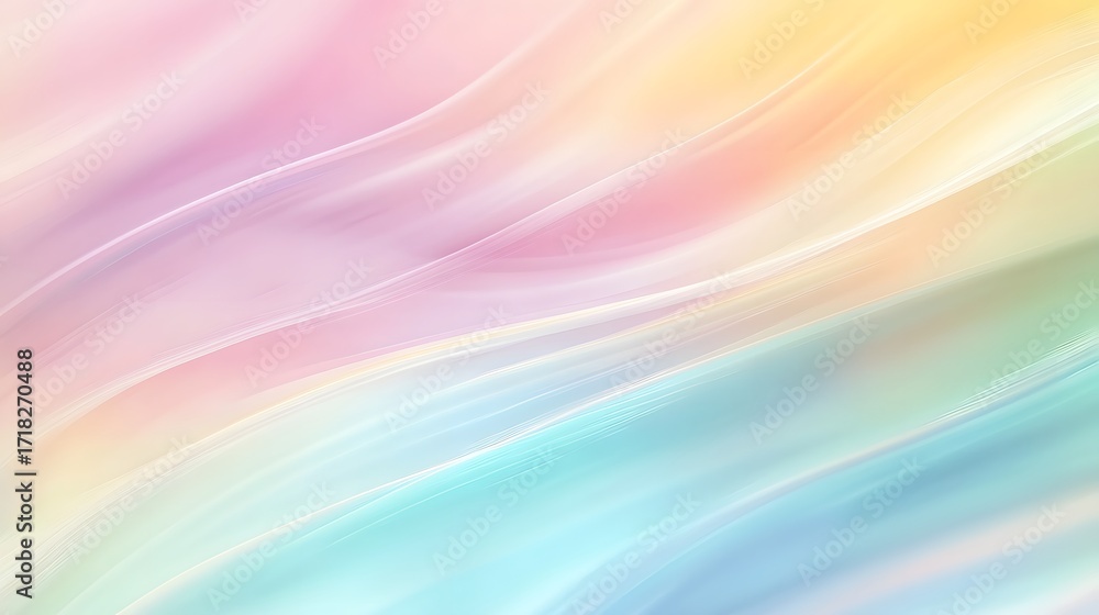 Poster a vibrant abstract design featuring a soft blend of pastel hues and flowing lines, creating a sense 