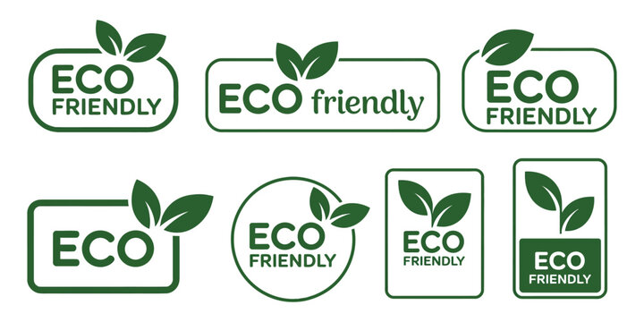Eco-Friendly Icon Set, Ecologic Food Stamps, Organic Natural Food Labels, Sustainable, Green, Environmentally Conscious, Vector Design for Eco-Friendly Products.