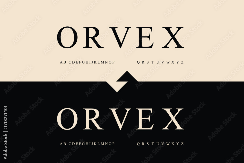 Poster retro geometric font design with maze like patterns in two color schemes