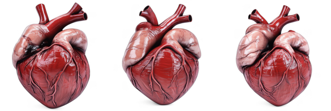Realistic 3D Render of Human Heart Showing Detailed Anatomy and Structure, transparent PNG image