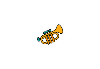 Vector illustration of a cartoon brass musical instrument isolated on white background
