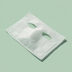 White Sheet Face Mask with Eye and Mouth Openings on Pastel Green Background