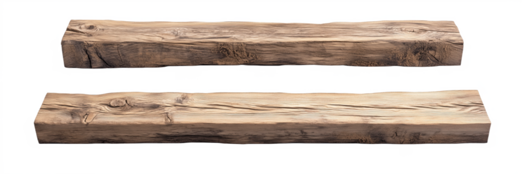 Natural wood slabs with unique grain patterns for rustic decor and furniture design, isolated on transparent background