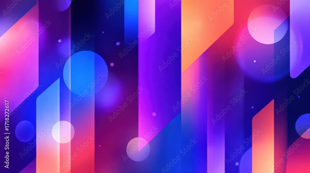 Poster vibrant abstract background with colorful geometric shapes and blurred circles creating a dynamic at