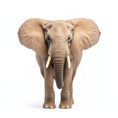 Fototapeta premium Majestic African Elephant Portrait on White Background with Natural Detail