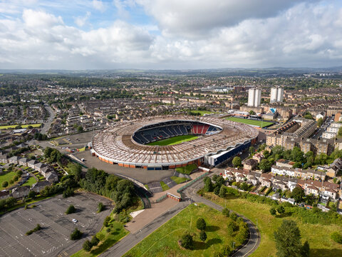 An aerial view of Hampden Park, Scotland's National Stadium in Glasgow, Scotland