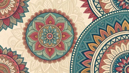 Stunning mandala art with vibrant colors for your creative projects, perfect for adding a touch of elegance and zen to any design, pattern, textile, or backdrop
