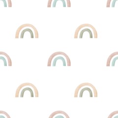 seamless pattern with cartoon rainbows. colorful illustration for kids. hand drawing, flat style. baby design for fabric, print, textile, wrapper