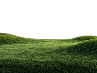PNG of Lush green rolling hills under a clear blue sky, showcasing vibrant grass and an inviting outdoor landscape.