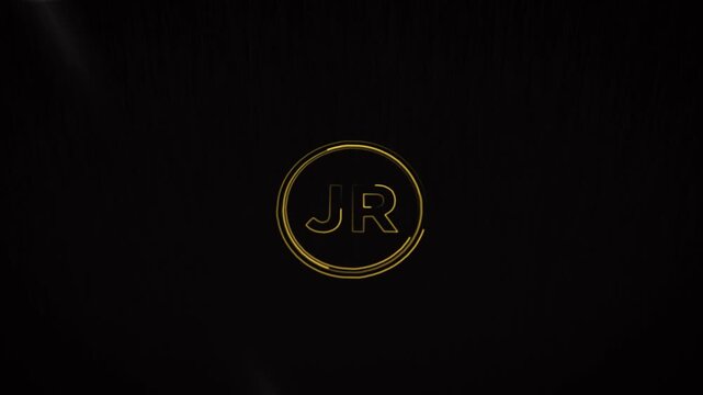 Elegant Golden Initials Logo Design JR Monogram in Circle