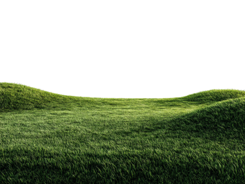 PNG of Lush green rolling hills under a clear blue sky, showcasing vibrant grass and an inviting outdoor landscape.