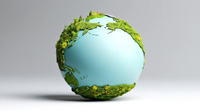 Earth Globe Covered in Lush Green Vegetation