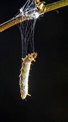 Close-up of a moth larva