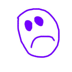 Sad face vector illustration in purple wax crayon color