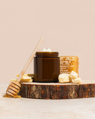 Whipped beef tallow moisturizer in amber jar with product ingredients 