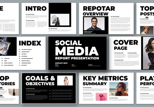 Social Media Report Presentation Template Design