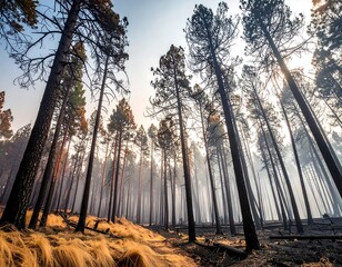 Burnt forest, looking upwards