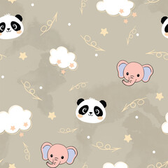 Seamless Teddy bear pattern design for woman apparel such as nightwear, sweatshirt, t-shirt, knitwear and other uses.Little princess seamless pattern. Cute icons. Repeat pattern for kids. Unicorn
