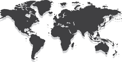 map of the world with shadow