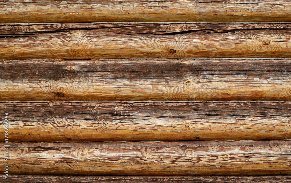 Poster log wall texture. the logs are located parallel to each other and horizontal to the background. copy