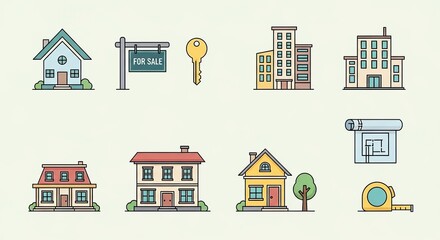 Collection of house and building outlines