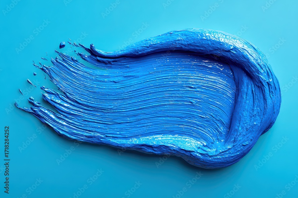 Poster a vibrant blue paint brushstroke with dynamic texture on a matching background.