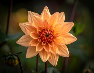 Close-up of a peach-colored dahlia