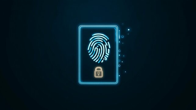 Unlock secure digital identity with advanced biometric fingerprint scanning and digital lock technology, safeguarding personal data in a futuristic cyberspace. - Powered by Adobe