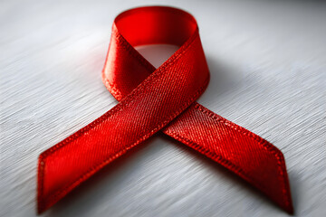World aids day and national HIV- AIDS and aging awareness month with red ribbon on white background