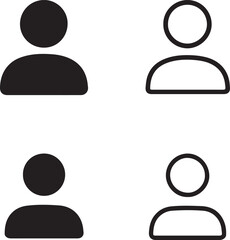 Isolated profile icons, solid account, line account, filled profile, thin stroke profile, editable black vector, user identity, personal account, contact design