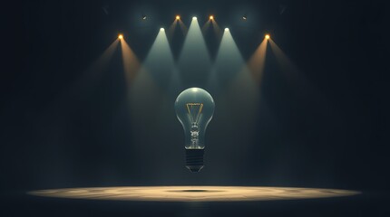 light bulb on black background
