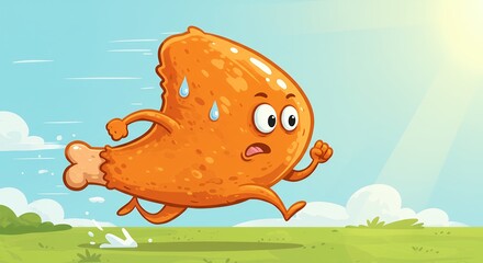Cartoon fried chicken wing running