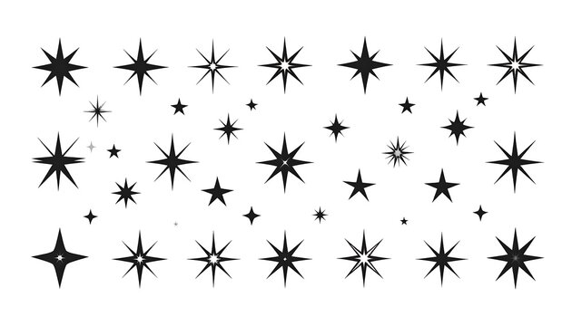 A collection of various stylized stars