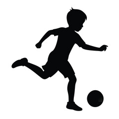 Black Silhouette of a Young Boy in Motion