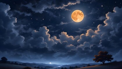 Night Sky with a Full Moon