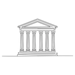 Courthouse building vector line art – legal architecture with columns symbolizing justice and law