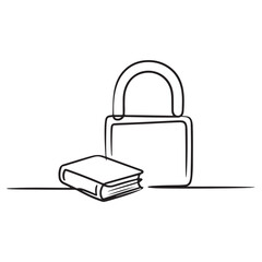 Legal Padlock with Book Minimalist Continuous Line Art Vector Illustration