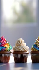 cupcakes with cream and sprinkles