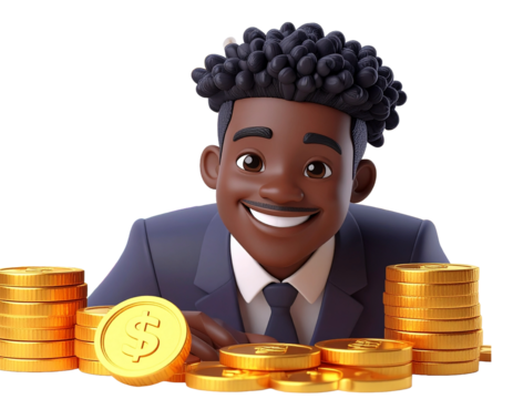 Real estate agent 3D character holding open house sign welcoming buyers to a new home for sale