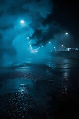 wet asphalt, rain at night